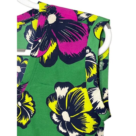 J Crew Top Womens Sz 00 XXS Shirt Tank Blouse Boho Floral Tropical Green Casual - Picture 4 of 12